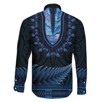 Blue African Dashiki With Aotearoa Maori Family Matching Puletasi and Hawaiian Shirt Paua Shell Mix Silver Fern
