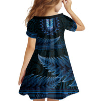 Blue African Dashiki With Aotearoa Maori Family Matching Summer Maxi Dress and Hawaiian Shirt Paua Shell Mix Silver Fern LT14 - Polynesian Pride
