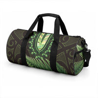 Lime Green African Dashiki With Aotearoa Maori Duffle Bag Paua Shell Mix Silver Fern LT14 - Polynesian Pride