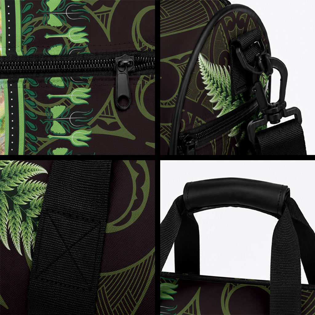 Lime Green African Dashiki With Aotearoa Maori Duffle Bag Paua Shell Mix Silver Fern LT14 - Polynesian Pride