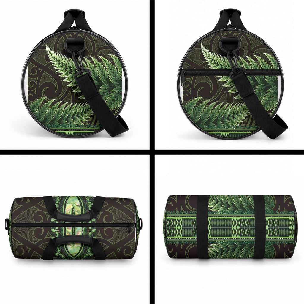 Lime Green African Dashiki With Aotearoa Maori Duffle Bag Paua Shell Mix Silver Fern LT14 - Polynesian Pride