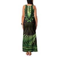 Lime Green African Dashiki With Aotearoa Maori Family Matching Tank Maxi Dress and Hawaiian Shirt Paua Shell Mix Silver Fern LT14 - Polynesian Pride