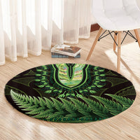 Lime Green African Dashiki With Aotearoa Maori Round Carpet Paua Shell Mix Silver Fern