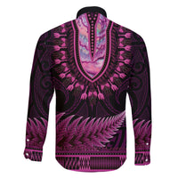 Pink African Dashiki With Aotearoa Maori Family Matching Mermaid Dress and Hawaiian Shirt Paua Shell Mix Silver Fern LT14 - Polynesian Pride