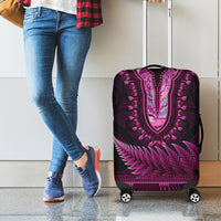 Pink African Dashiki With Aotearoa Maori Luggage Cover Paua Shell Mix Silver Fern LT14 - Polynesian Pride