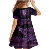 Purple African Dashiki With Aotearoa Maori Family Matching Mermaid Dress and Hawaiian Shirt Paua Shell Mix Silver Fern LT14 - Polynesian Pride