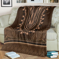 Brown African Dashiki With Tonga Ngatu Pattern Blanket