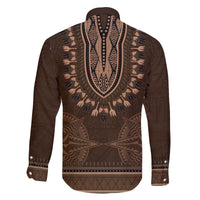 Brown African Dashiki With Tonga Ngatu Pattern Family Matching Off Shoulder Maxi Dress and Hawaiian Shirt