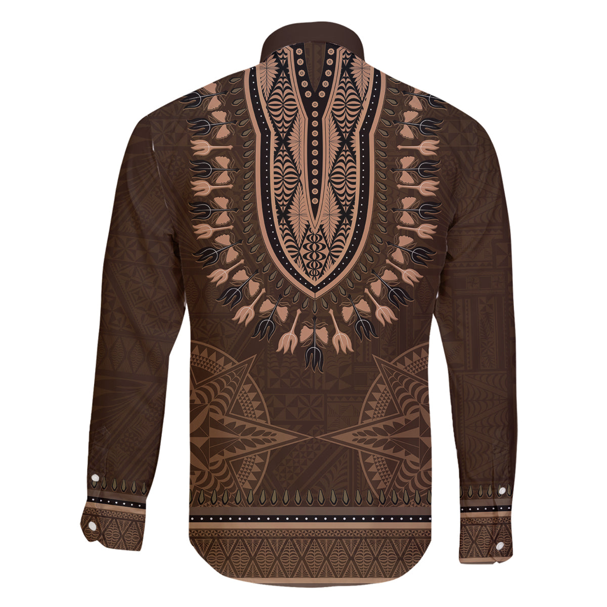 Brown African Dashiki With Tonga Ngatu Pattern Family Matching Puletasi and Hawaiian Shirt