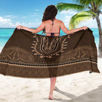 Brown African Dashiki With Tonga Ngatu Pattern Sarong