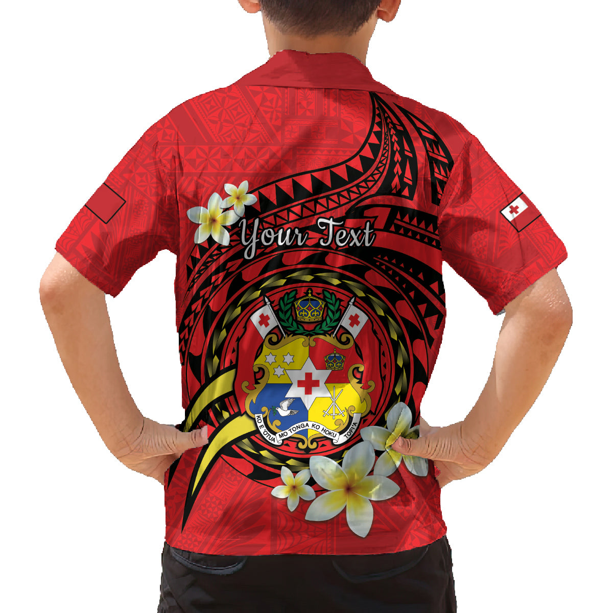 Personalised Tonga Emancipation Day Family Matching Long Sleeve Bodycon Dress and Hawaiian Shirt Tongan Ngatu Pattern - Red Version