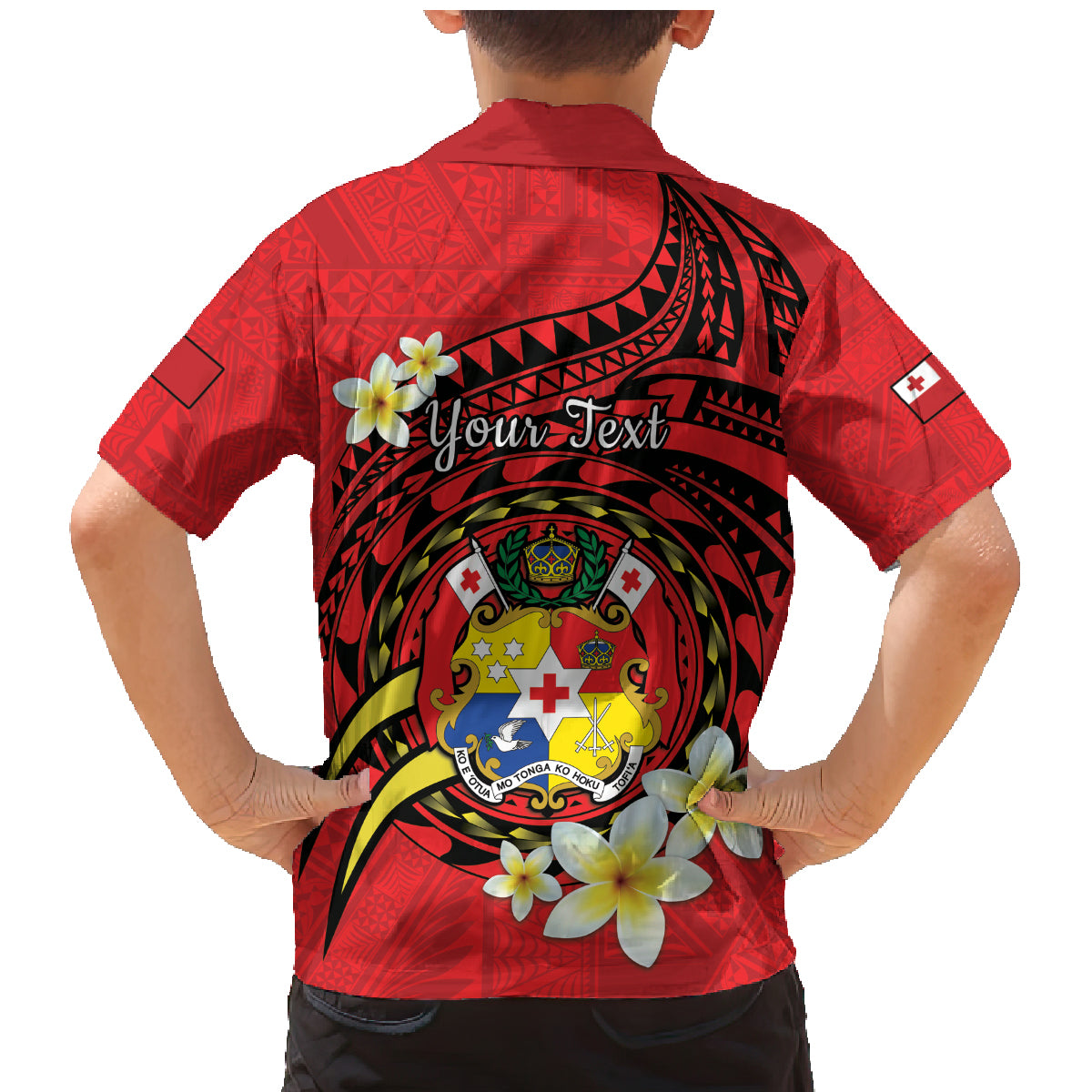 Personalised Tonga Emancipation Day Family Matching Mermaid Dress and Hawaiian Shirt Tongan Ngatu Pattern - Red Version