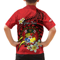 Personalised Tonga Emancipation Day Family Matching Off Shoulder Maxi Dress and Hawaiian Shirt Tongan Ngatu Pattern - Red Version
