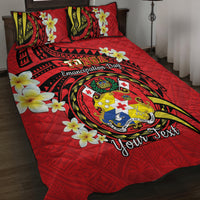 Personalised Tonga Emancipation Day Quilt Bed Set Tongan Ngatu Pattern - Red Version LT14 Red - Polynesian Pride