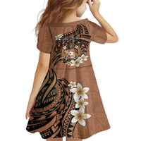 Personalised Tonga Emancipation Day Family Matching Off Shoulder Short Dress and Hawaiian Shirt Tongan Ngatu Pattern - Brown Version