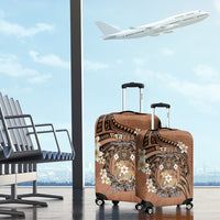 Personalised Tonga Emancipation Day Luggage Cover Tongan Ngatu Pattern - Brown Version