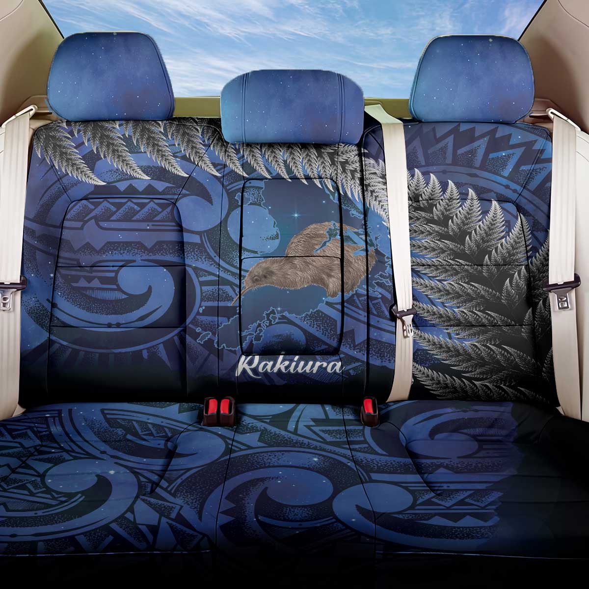 New Zealand Stewart Island Back Car Seat Cover Rakiura Kiwi Maori Glowing Sky LT14 One Size Blue - Polynesian Pride