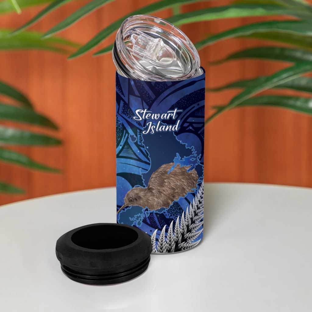 New Zealand Stewart Island 4 in 1 Can Cooler Tumbler Rakiura Kiwi Maori Glowing Sky LT14 - Polynesian Pride