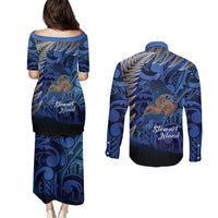 New Zealand Stewart Island Couples Matching Puletasi and Long Sleeve Button Shirt Rakiura Kiwi Maori Glowing Sky LT14 - Polynesian Pride