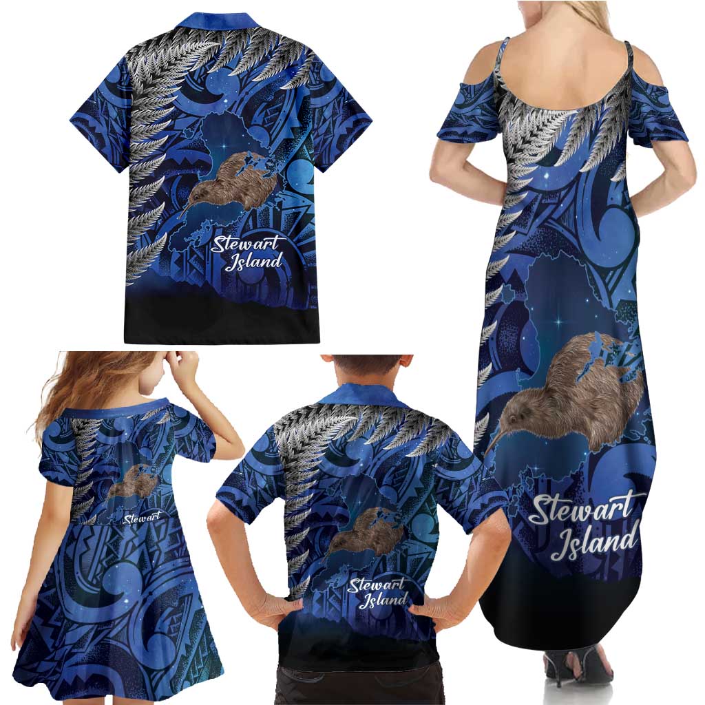 New Zealand Stewart Island Family Matching Summer Maxi Dress and Hawaiian Shirt Rakiura Kiwi Maori Glowing Sky LT14 - Polynesian Pride