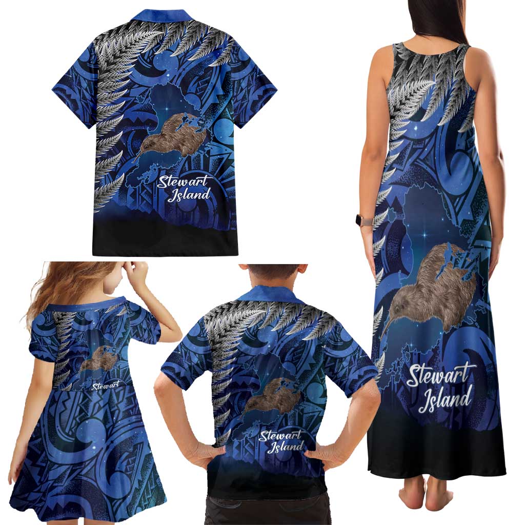 New Zealand Stewart Island Family Matching Tank Maxi Dress and Hawaiian Shirt Rakiura Kiwi Maori Glowing Sky LT14 - Polynesian Pride