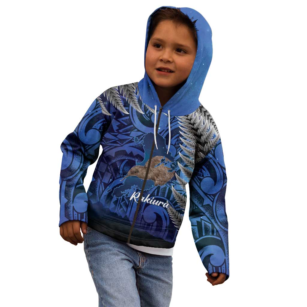 New Zealand Stewart Island Kid Hoodie Rakiura Kiwi Maori Glowing Sky LT14 - Polynesian Pride