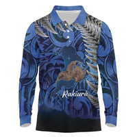 New Zealand Stewart Island Long Sleeve Polo Shirt Rakiura Kiwi Maori Glowing Sky
