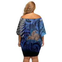 New Zealand Stewart Island Off Shoulder Short Dress Rakiura Kiwi Maori Glowing Sky LT14 - Polynesian Pride