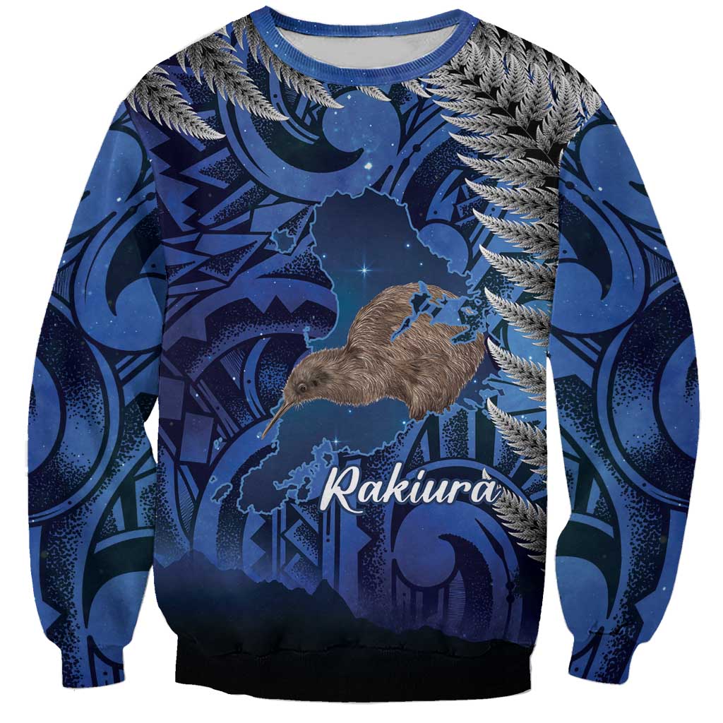 New Zealand Stewart Island Sweatshirt Rakiura Kiwi Maori Glowing Sky LT14 Unisex Blue - Polynesian Pride