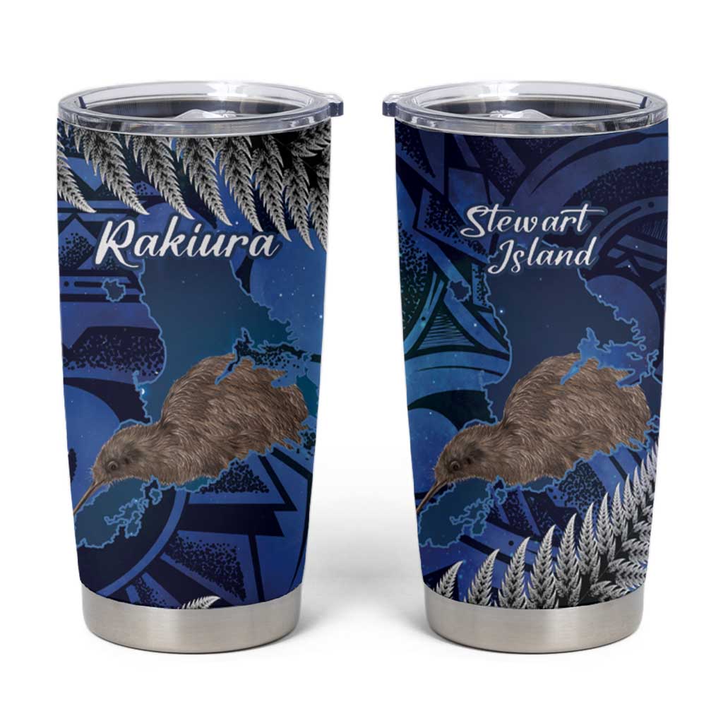 New Zealand Stewart Island Tumbler Cup Rakiura Kiwi Maori Glowing Sky LT14 Blue - Polynesian Pride