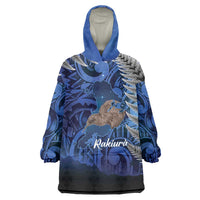 New Zealand Stewart Island Wearable Blanket Hoodie Rakiura Kiwi Maori Glowing Sky LT14 One Size Blue - Polynesian Pride