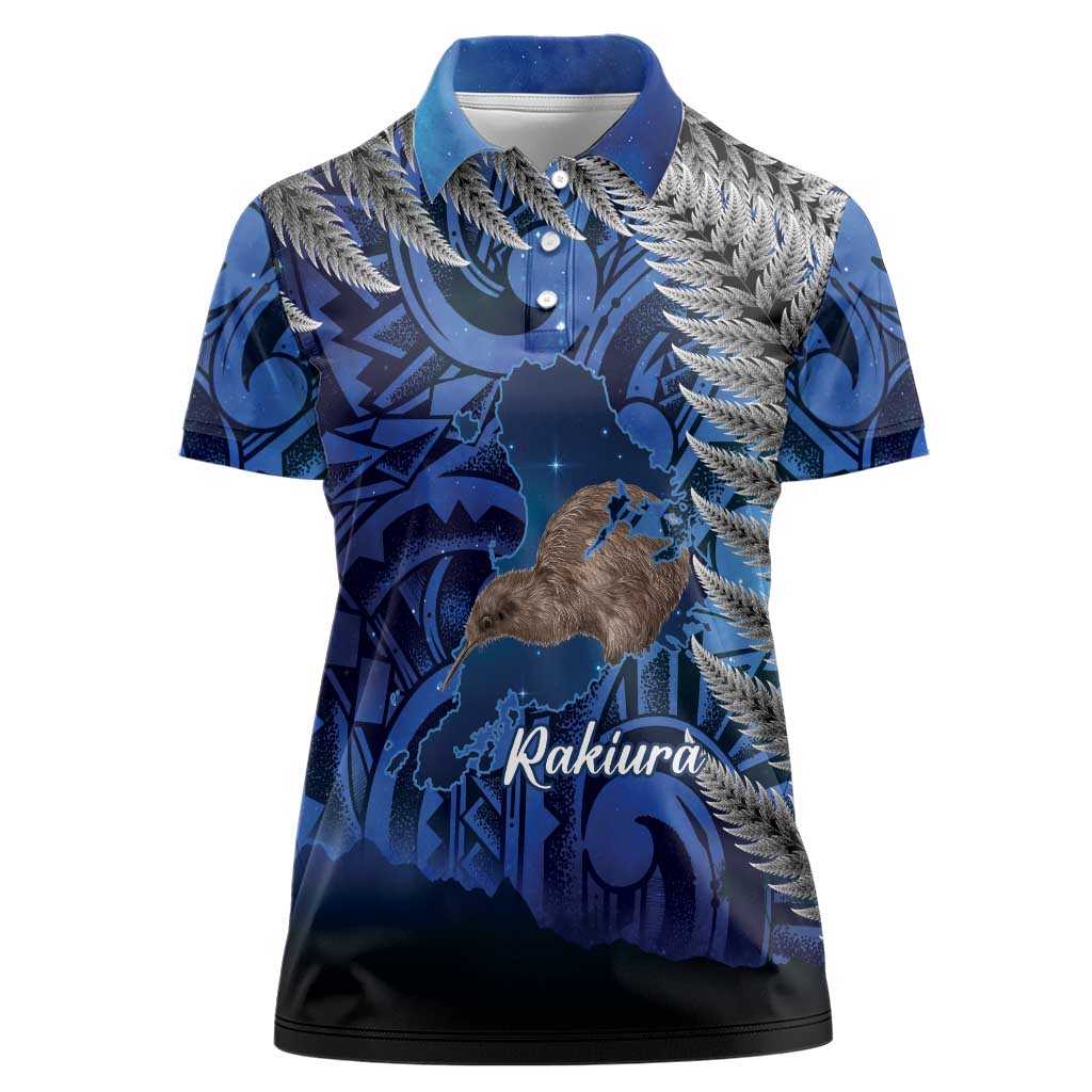 New Zealand Stewart Island Women Polo Shirt Rakiura Kiwi Maori Glowing Sky
