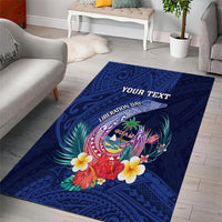 Personalised Guam Liberation Day Area Rug Happy 80th Anniversary Fish Hook Mix Tropical Flowers LT14 - Polynesian Pride