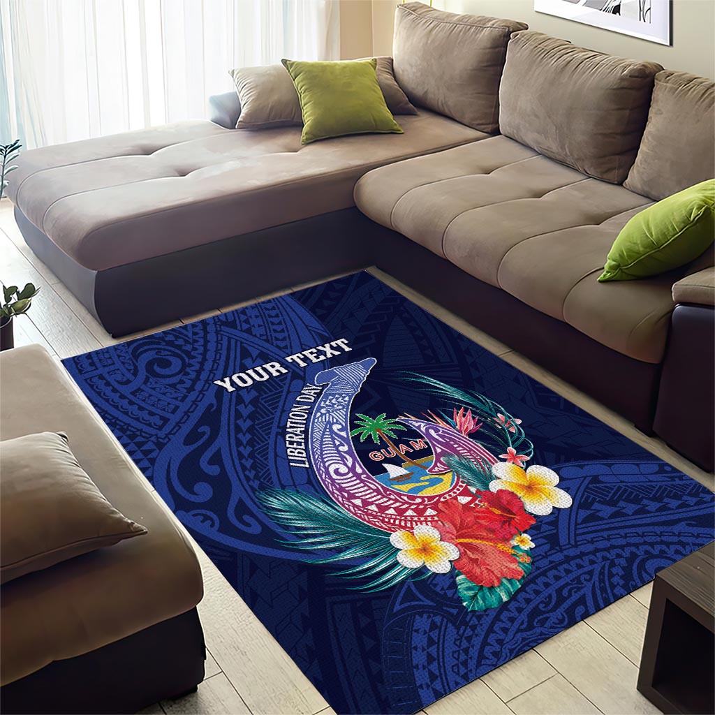Personalised Guam Liberation Day Area Rug Happy 80th Anniversary Fish Hook Mix Tropical Flowers LT14 - Polynesian Pride