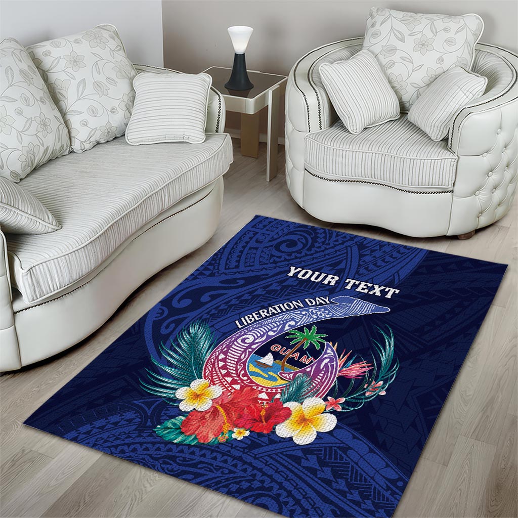 Personalised Guam Liberation Day Area Rug Happy 80th Anniversary Fish Hook Mix Tropical Flowers LT14 - Polynesian Pride