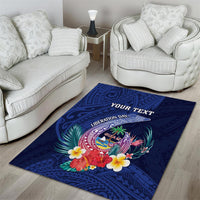 Personalised Guam Liberation Day Area Rug Happy 80th Anniversary Fish Hook Mix Tropical Flowers LT14 - Polynesian Pride