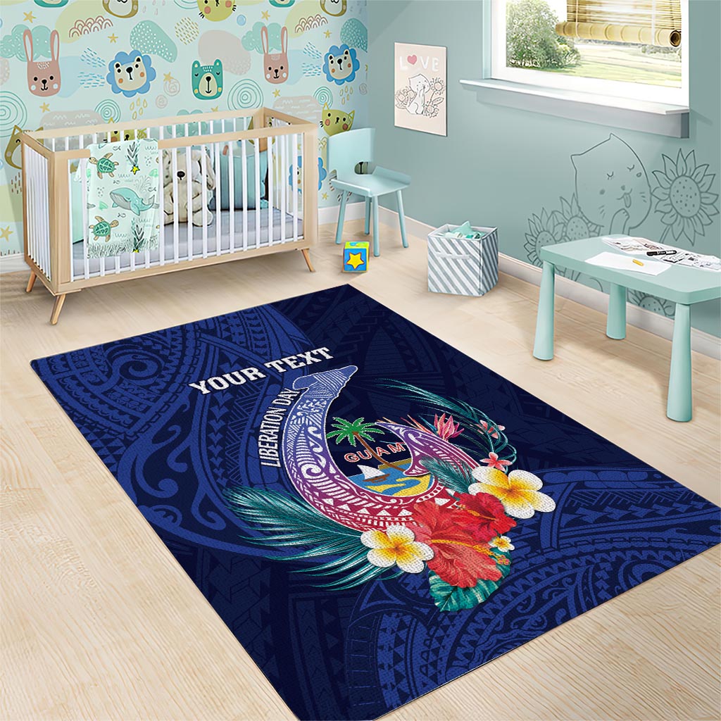 Personalised Guam Liberation Day Area Rug Happy 80th Anniversary Fish Hook Mix Tropical Flowers LT14 - Polynesian Pride