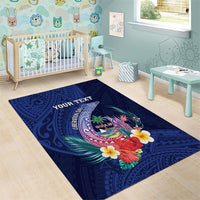 Personalised Guam Liberation Day Area Rug Happy 80th Anniversary Fish Hook Mix Tropical Flowers LT14 - Polynesian Pride