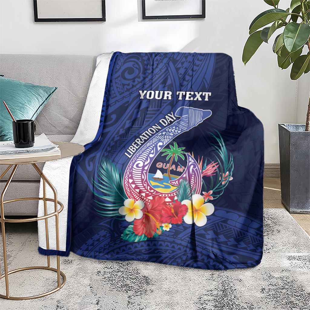 Personalised Guam Liberation Day Blanket Happy 80th Anniversary Fish Hook Mix Tropical Flowers