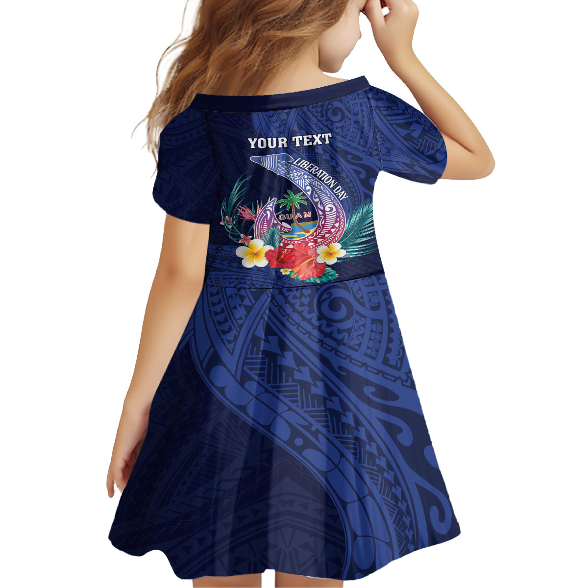 Personalised Guam Liberation Day Family Matching Tank Maxi Dress and Hawaiian Shirt Happy 80th Anniversary Fish Hook Mix Tropical Flowers LT14 - Polynesian Pride