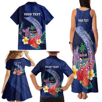 Personalised Guam Liberation Day Family Matching Tank Maxi Dress and Hawaiian Shirt Happy 80th Anniversary Fish Hook Mix Tropical Flowers LT14 - Polynesian Pride