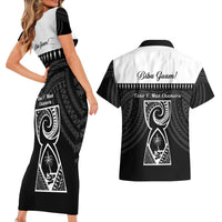 Guam Liberation Day Couples Matching Short Sleeve Bodycon Dress and Hawaiian Shirt Biba Guahan Chamorro 80th Anniversary - Black LT14 - Polynesian Pride