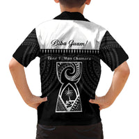 Guam Liberation Day Family Matching Off Shoulder Maxi Dress and Hawaiian Shirt Biba Guahan Chamorro 80th Anniversary - Black LT14 - Polynesian Pride
