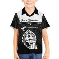 Guam Liberation Day Family Matching Tank Maxi Dress and Hawaiian Shirt Biba Guahan Chamorro 80th Anniversary - Black LT14 Son's Shirt Black - Polynesian Pride
