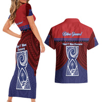 Guam Liberation Day Couples Matching Short Sleeve Bodycon Dress and Hawaiian Shirt Biba Guahan Chamorro 80th Anniversary - Blue LT14 - Polynesian Pride