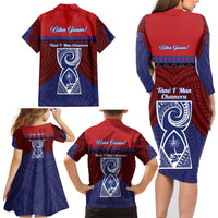 Guam Liberation Day Family Matching Long Sleeve Bodycon Dress and Hawaiian Shirt Biba Guahan Chamorro 80th Anniversary - Blue LT14 - Polynesian Pride