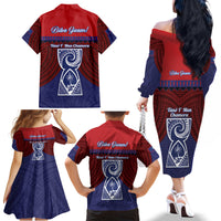 Guam Liberation Day Family Matching Off The Shoulder Long Sleeve Dress and Hawaiian Shirt Biba Guahan Chamorro 80th Anniversary - Blue LT14 - Polynesian Pride