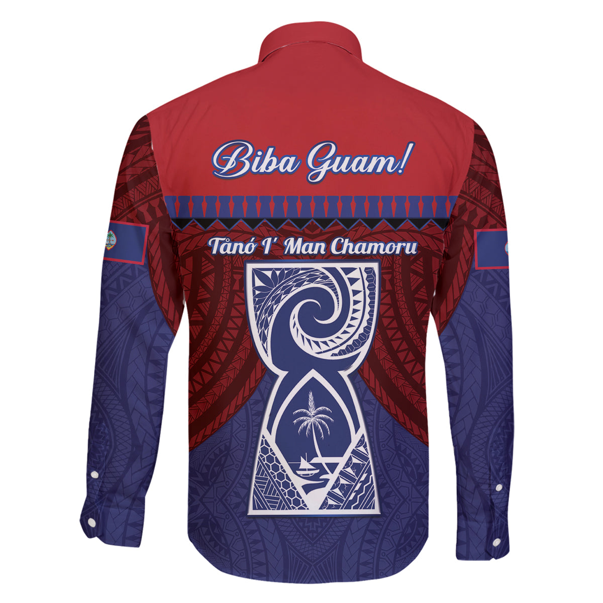 Guam Liberation Day Family Matching Off The Shoulder Long Sleeve Dress and Hawaiian Shirt Biba Guahan Chamorro 80th Anniversary - Blue LT14 - Polynesian Pride