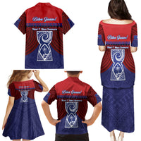Guam Liberation Day Family Matching Puletasi and Hawaiian Shirt Biba Guahan Chamorro 80th Anniversary - Blue LT14 - Polynesian Pride