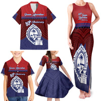 Guam Liberation Day Family Matching Tank Maxi Dress and Hawaiian Shirt Biba Guahan Chamorro 80th Anniversary - Blue LT14 - Polynesian Pride